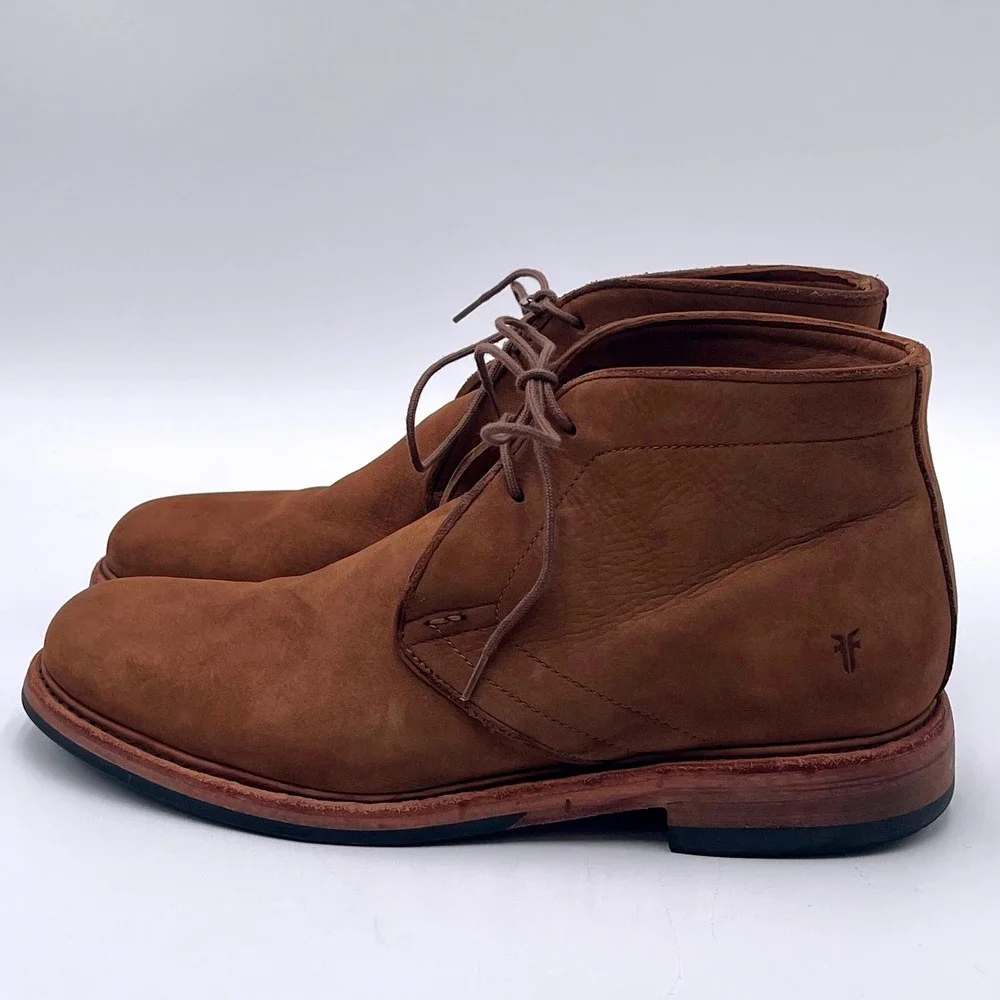 Frye Mens Bowery Chukka Boots Chestnut Brown Leather Ankle 3480431-CHT Size 8.5